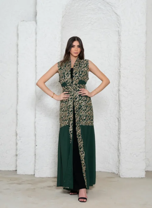 Layali - Sleevless - Green & Gold-2