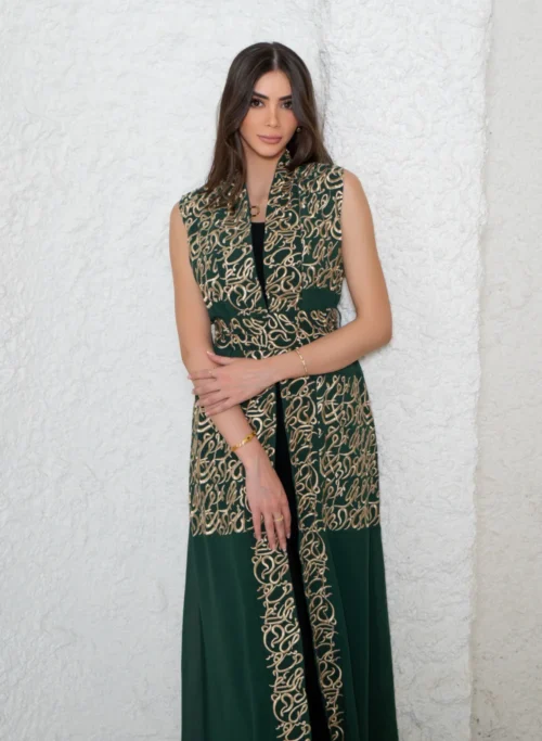 Layali - Sleevless - Green & Gold-3
