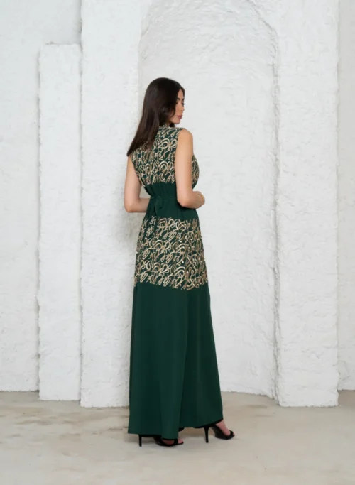 Layali - Sleevless - Green & Gold-5